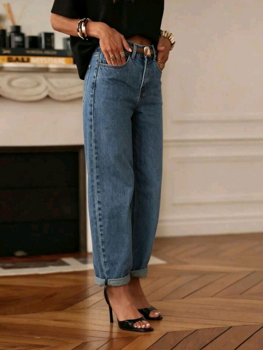 Women's Fashion Casual Daily Jeans Solid Color Casual Elegant Denim Loose Comfor